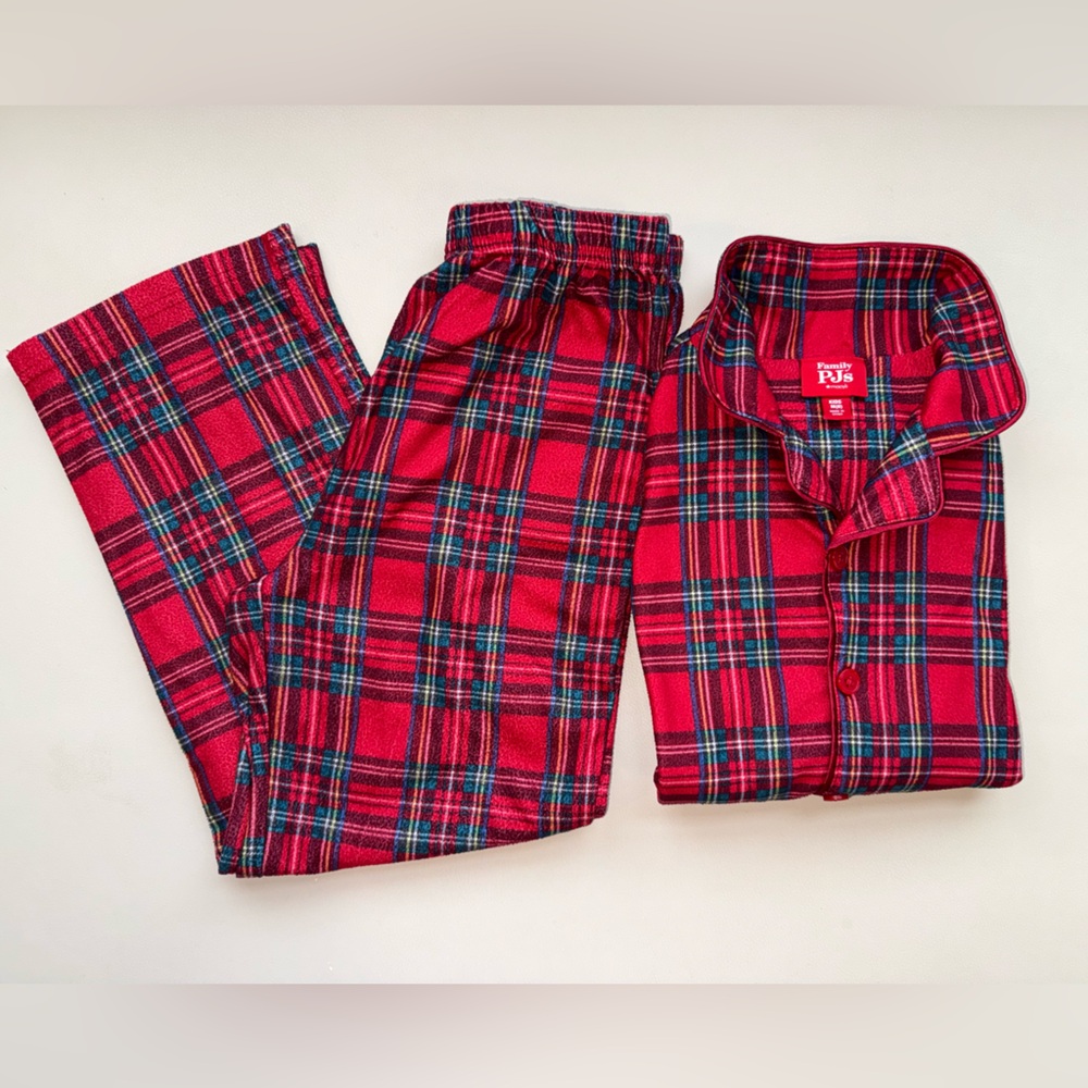 Macy's Red Plaid Kids Pajama Set - Button-Up Flannel Sleepwear